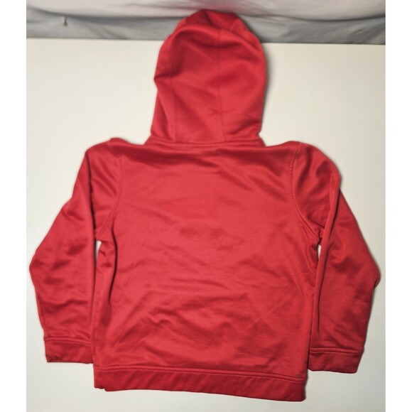 UNDER ARMOUR red Poly Logo Pullover Hoodie Sweatshirt Youth Medium YMD loose - Picture 3 of 7